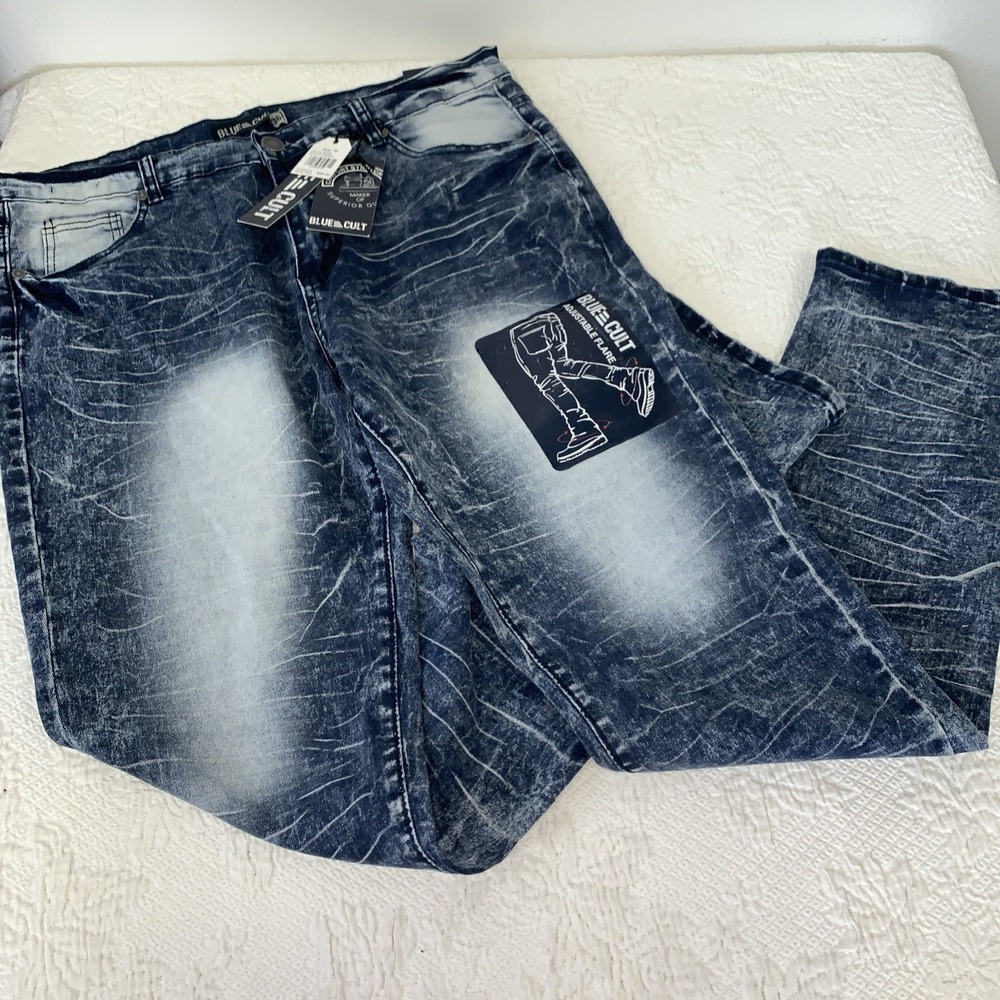 Blue Cult Tech Denim Men's Jeans‎ 36 Waist Adjustable Flare Skate Baked Wash